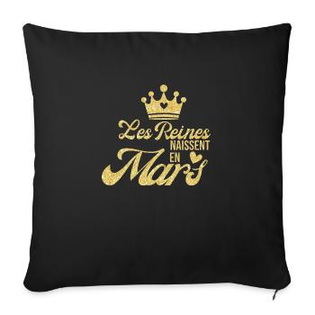 Königinnen werden im März geboren goldener Glitzer - Sofakissenbezug 45 x 45 cm - Schwarz - Vorne