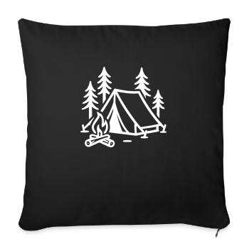 Tent Campfire Nature - Sofa pillowcase 17,3'' x 17,3'' (45 x 45 cm) - black - Front
