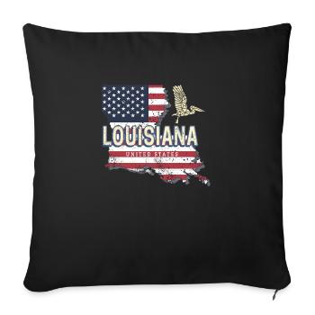 Louisiane États-Unis Vintage Souvenir - Housse de coussin décorative 45 x 45 cm - noir - Devant