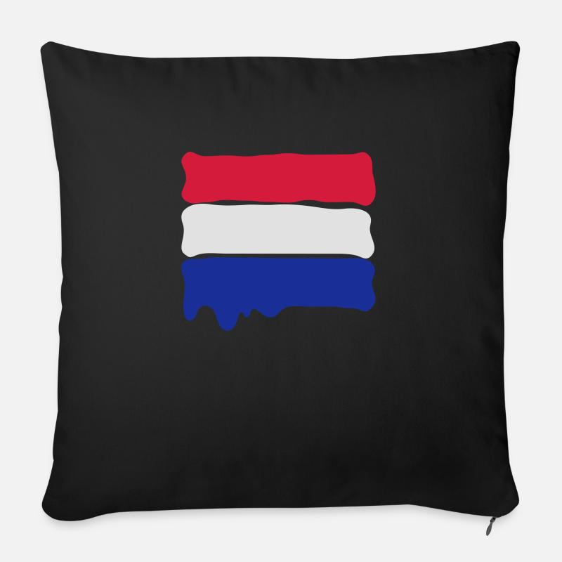 Dutch flag runny paint - Housse de coussin décorative 45 x 45 cm - noir