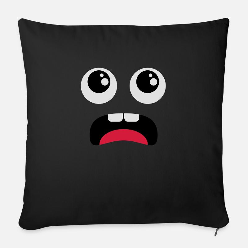 Terrified face - Comic - Sofa pillowcase 17,3'' x 17,3'' (45 x 45 cm) - black