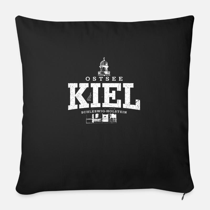 Kiel Ostsee (weiss oldstyle) - Sofakissenbezug 45 x 45 cm - Schwarz