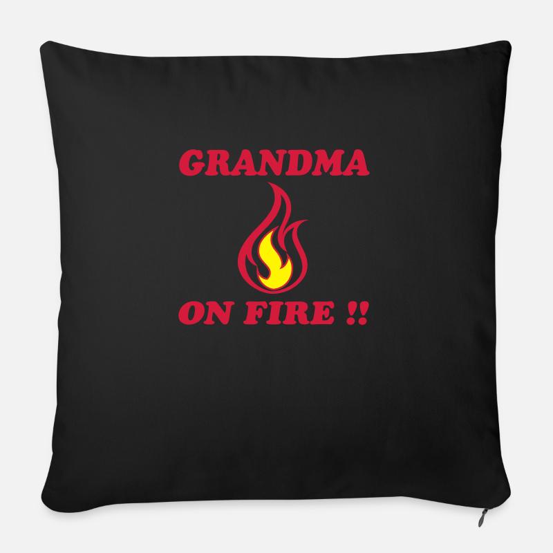Grandma on fire !! - Sofa pillowcase 17,3'' x 17,3'' (45 x 45 cm) - black