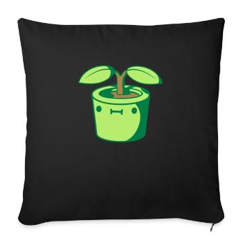 Suesser kleiner Blumentopf - Sofakissenbezug 45 x 45 cm - Schwarz - Vorne