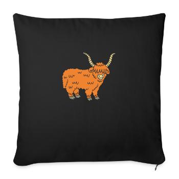 Scottish Highland Cattle Scotland Gift - Sofa pillowcase 17,3'' x 17,3'' (45 x 45 cm) - black - Front