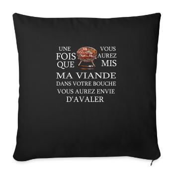 Viande Barbecue Gril - Housse de coussin décorative 45 x 45 cm - noir - Devant