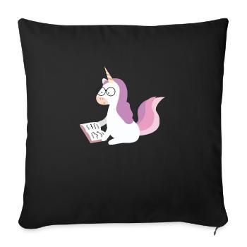 Unicorn with book - Sofa pillowcase 17,3'' x 17,3'' (45 x 45 cm) - black - Front