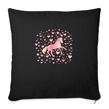 Great horse shirt girls children hearts horse - Sofa pillowcase 17,3'' x 17,3'' (45 x 45 cm) - black - Front