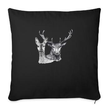 Deer and swan - Sofa pillowcase 17,3'' x 17,3'' (45 x 45 cm) - black - Front