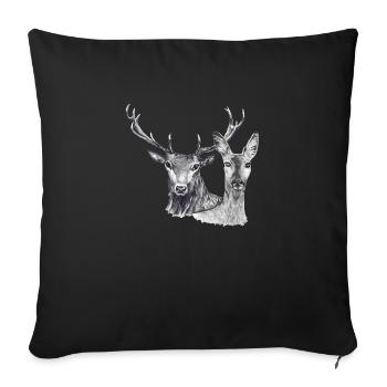 Deer and doe - Sofa pillowcase 17,3'' x 17,3'' (45 x 45 cm) - black - Front