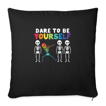 Funny Dabbing Skeleton Proud LGBT Pride Dare To Be - Sofakissenbezug 45 x 45 cm - Schwarz - Vorne