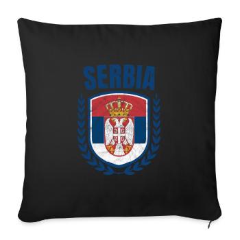 Serbien - Sofakissenbezug 45 x 45 cm - Schwarz - Vorne