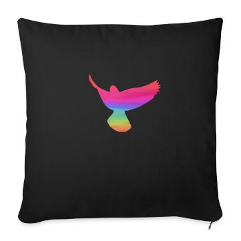 pigeons,deaf,birds,rainbows,colorful,graffiti, - Sofa pillowcase 17,3'' x 17,3'' (45 x 45 cm) - black - Front