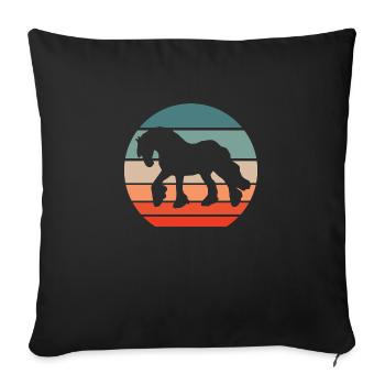 Clydesdale Pferd retro Zugpferd Motiv - Sofakissenbezug 45 x 45 cm - Schwarz - Vorne
