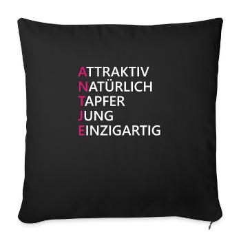 Antje Name Geschenk - Sofakissenbezug 45 x 45 cm - Schwarz - Vorne