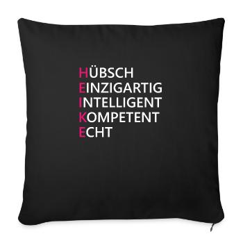 Heike Name Geschenk - Sofakissenbezug 45 x 45 cm - Schwarz - Vorne