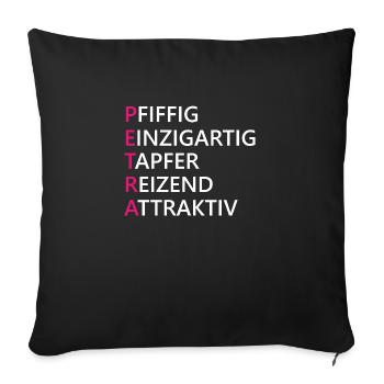 Petra Name Geschenk - Sofakissenbezug 45 x 45 cm - Schwarz - Vorne