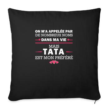 humour tata / super tata - Housse de coussin décorative 45 x 45 cm - noir - Devant