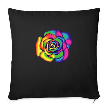 Rose Flower Colorful Rainbow Illustration - Sofa pillowcase 17,3'' x 17,3'' (45 x 45 cm) - black - Front