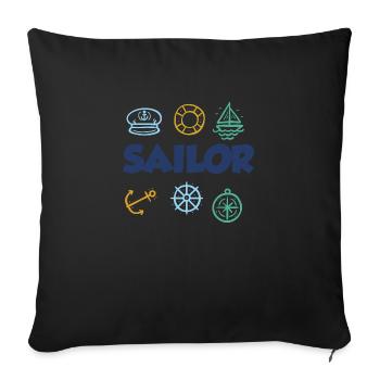 Sports nautiques de voile - Housse de coussin décorative 45 x 45 cm - noir - Devant