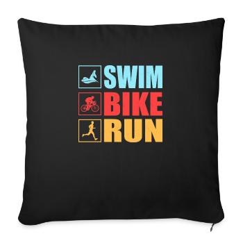 Swim Bike Run Triathlon Triathlete - Sofa pillowcase 17,3'' x 17,3'' (45 x 45 cm) - black - Front