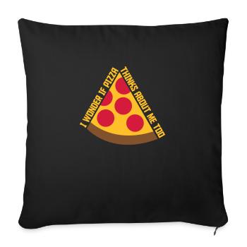 pizza thinks about me - Sofa pillowcase 17,3'' x 17,3'' (45 x 45 cm) - black - Front