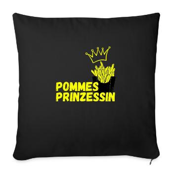 Pommes Prinzessin Fritten Kartoffel - Sofakissenbezug 45 x 45 cm - Schwarz - Vorne