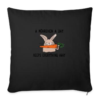 Hilde Hase Möhrchen T Shirt Spruch comic style - Sofakissenbezug 45 x 45 cm - Schwarz - Vorne