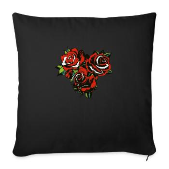 rose fleur feuille groupe 20 3 A - Housse de coussin décorative 45 x 45 cm - noir - Devant