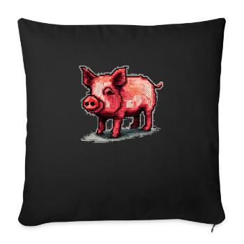 Dirty an 8 bit retro pig made of pixels - Sofa pillowcase 17,3'' x 17,3'' (45 x 45 cm) - black - Front