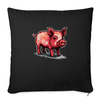 Petit porcelet comme cochon domestique dans les graphismes rétro - Housse de coussin décorative 45 x 45 cm - noir - Devant