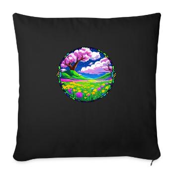 Rosa Sommer - Sofakissenbezug 45 x 45 cm - Schwarz - Vorne