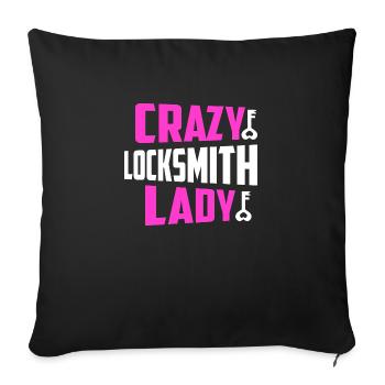 Serrurier fou Lady Lockpicker Femme - Housse de coussin décorative 45 x 45 cm - noir - Devant