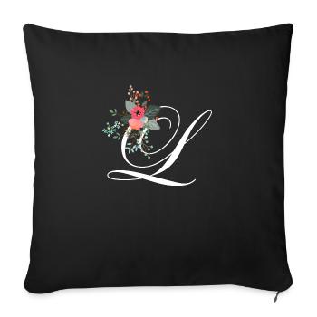 Letter l flowery - Sofa pillowcase 17,3'' x 17,3'' (45 x 45 cm) - black - Front