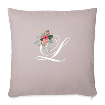 Letter l flowery - Sofa pillowcase 17,3'' x 17,3'' (45 x 45 cm) - light taupe - Front