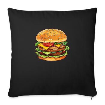 Burger juteux - Housse de coussin décorative 45 x 45 cm - noir - Devant