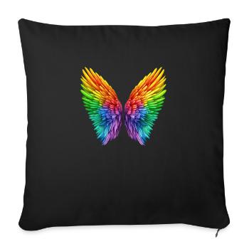 Angel wings in a riot of colors LGBT Pride_2 - Sofa pillowcase 17,3'' x 17,3'' (45 x 45 cm) - black - Front