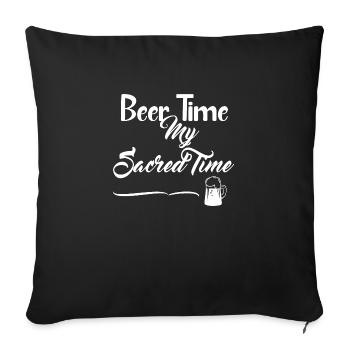 Beer Time - Weißes Design für dunkle T-Chirts - Sofakissenbezug 45 x 45 cm - Schwarz - Vorne