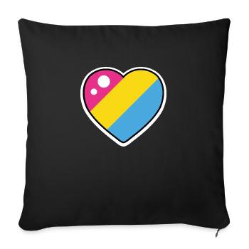 Heart (Pansexual Flag) - Sofa pillowcase 17,3'' x 17,3'' (45 x 45 cm) - black - Front