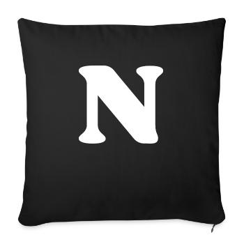 Letter n - Sofa pillowcase 17,3'' x 17,3'' (45 x 45 cm) - black - Front