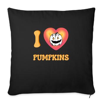 I love Pumpkins Halloween Spooky Horror Face - Housse de coussin décorative 45 x 45 cm - noir - Devant