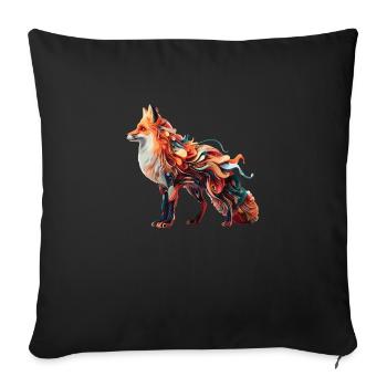 Renard abstrait coloré - Housse de coussin décorative 45 x 45 cm - noir - Devant