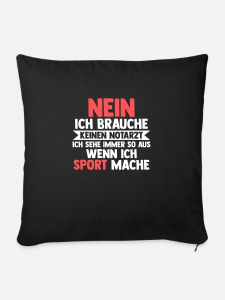 Sportmuffel Morgenmuffel Lustige Sprüche - Sofakissenbezug 45 x 45 cm - Schwarz