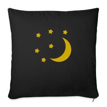 Moon and stars - Sofa pillowcase 17,3'' x 17,3'' (45 x 45 cm) - black - Front