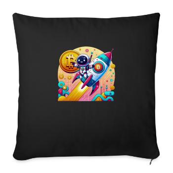 Futuristic Fusion! 🤖💰 AI Meets Bitcoin - Sofa pillowcase 17,3'' x 17,3'' (45 x 45 cm) - black - Front