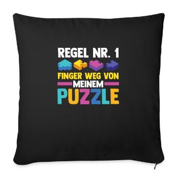 Puzzlefan Puzzler Puzzleteile Puzzle - Sofakissenbezug 45 x 45 cm - Schwarz - Vorne