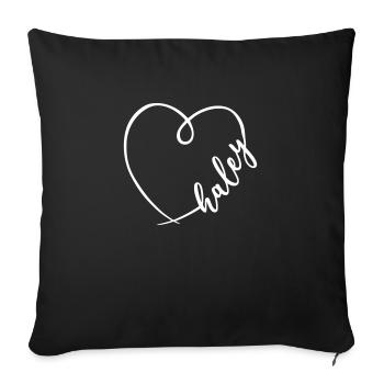 Haley Name Calligraphy Heart - Sofa pillowcase 17,3'' x 17,3'' (45 x 45 cm) - black - Front