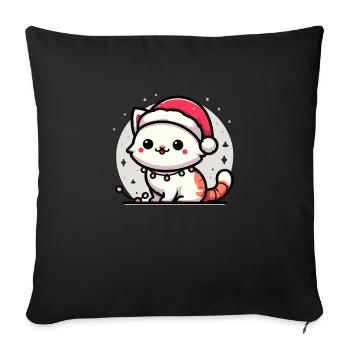 Cute Christmas Cat Santa Hat Christmas Lights - Sofa pillowcase 17,3'' x 17,3'' (45 x 45 cm) - black - Front