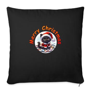 Christmas Cat Fairy Lights - Sofa pillowcase 17,3'' x 17,3'' (45 x 45 cm) - black - Front