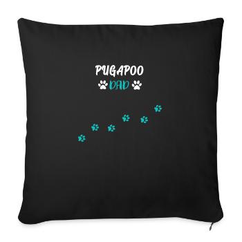 Pugapoo Dad - Pudel Mops Mix - Sofakissenbezug 45 x 45 cm - Schwarz - Vorne